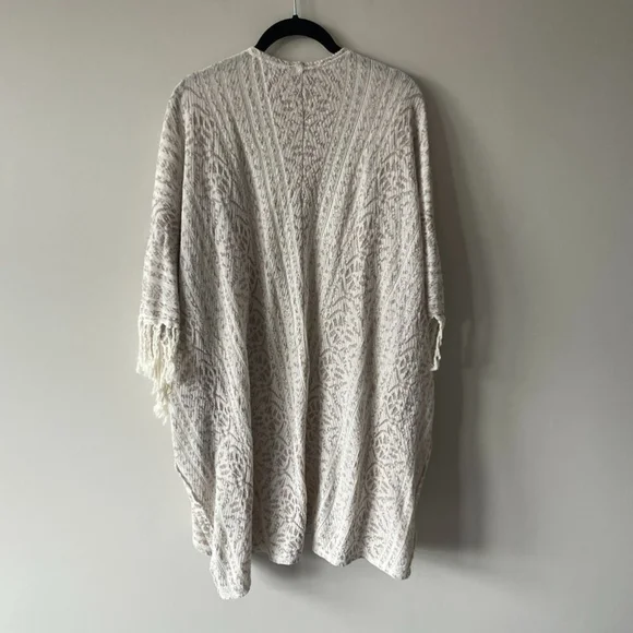 Free People Fringe Open Front Aztec Pattern Mid Length Kimono Gold Small - Picture 3 of 9